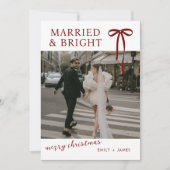 Bow Married and Bright Christmas Holiday Card シーズンカード (正面)