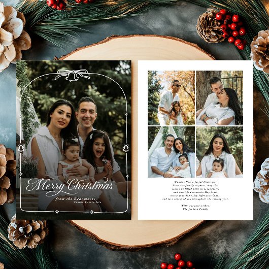 Bow Merryモダン Christmas写真 シーズンカード