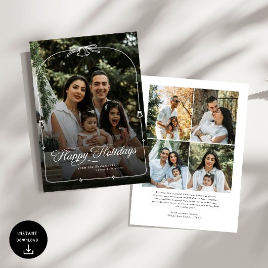 Bow Merryモダン Christmas写真 シーズンカード