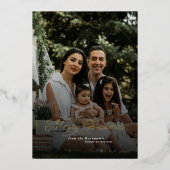 Bow Merryモダン Christmas写真 箔シーズンカード (正面)