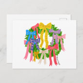 Bow Merry And Bright Christmas  ポストカード (正面/裏面)