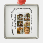 Bow Merry Christmas Family 6 Photos メタルオーナメント (正面)
