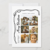 Bow Merry Christmas Family 6 Photos Plaid シーズンカード (正面)