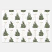 Bow Merry Christmas Watercolor Tree Wrapping Paper ラッピングペーパーシート (正面)