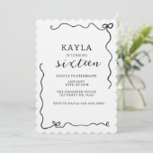 Bow, Modern, Black and White Birthday, Minimal 招待状 (スタンド正面)