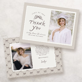 Bow Modern Photo Graduation Thank You Card サンキューカード