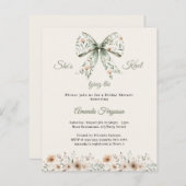 Bow neutral floral ivory Bridal Shower invitation (正面/裏面)