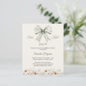 Bow neutral floral ivory Bridal Shower invitation (スタンド正面)