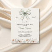 Bow neutral floral ivory Bridal Shower invitation