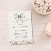 Bow neutral florals green ivory knot Bridal Shower 招待状