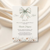 Bow neutral florals green ivory knot Bridal Shower 招待状