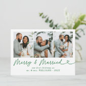 Bow & Newlywedメリーフォト結婚したクリスマス シーズンカード (スタンド正面)