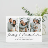 Bow & Newlywedメリーフォト結婚したクリスマス シーズンカード (スタンド正面)