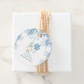 Bow One Silly Goose 1st Birthday Blue Gingham フェイバータグ (インサイチュ)