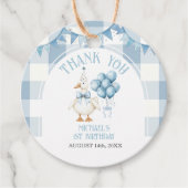 Bow One Silly Goose 1st Birthday Blue Gingham フェイバータグ (正面)