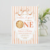 Bow Our Little Cutie Pie Fall Stripes 1st Birthday 招待状 (スタンド正面)