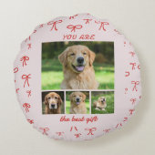 Bow Pattern Personalized Pet Photo Pillow ラウンドクッション (裏面)