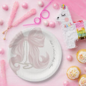 Bow Pearl Girl Baby Shower  ペーパープレート (パーティー)