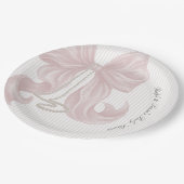 Bow Pearl Girl Baby Shower  ペーパープレート (アングル)