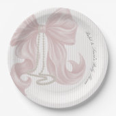 Bow Pearl Girl Baby Shower  ペーパープレート (正面)