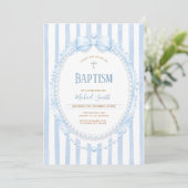 Bow & Pearl Oval Christening for Boy 招待状 (スタンド正面)