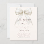 Bow pearls ivory knot Bridal Shower invitation (正面)