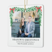 Bow Photoモダン企業の Business Christmas セラミックオーナメント (左)