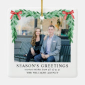 Bow Photoモダン企業の Business Christmas セラミックオーナメント (裏面)