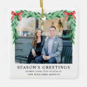 Bow Photoモダン企業の Business Christmas セラミックオーナメント (正面)