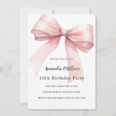 Bow pink coquette girl birthday 招待状 (正面)