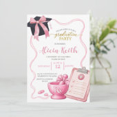 Bow Pink Coquette Girl RX Pharmacy Graduation 招待状 (スタンド正面)