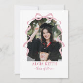 Bow Pink Coquette Girl RX Pharmacy Graduation 招待状 (裏面)