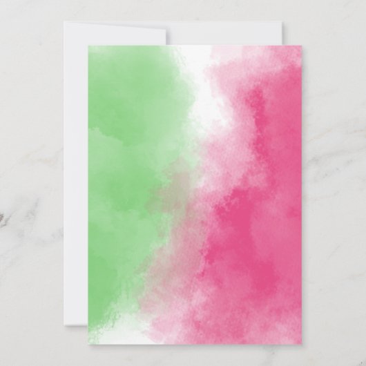 Bow pink & green Magical Witch Birthday 招待状 (裏面)