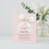Bow pink ivory pearls girl Baby Shower invitation (スタンド正面)