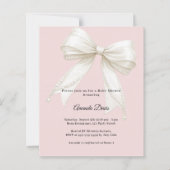 Bow pink ivory pearls girl Baby Shower invitation (正面)