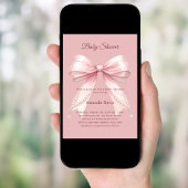 Bow pink pearls elegant girl Baby Shower 招待状