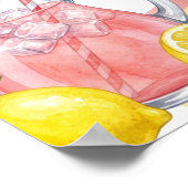 Bow Pink Yellow Lemon Freshly One First Birthday ポスター (角)