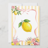 Bow Pink Yellow Lemon Freshly One First Birthday 招待状 (裏面)