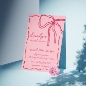 Bow Quirky Hand Drawn Red Pink Bridal Shower 招待状