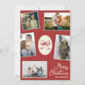 Bow Redエレガント Christmas Photo Collageカード シーズンカード (正面)