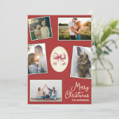 Bow Redエレガント Christmas Photo Collageカード シーズンカード (スタンド正面)