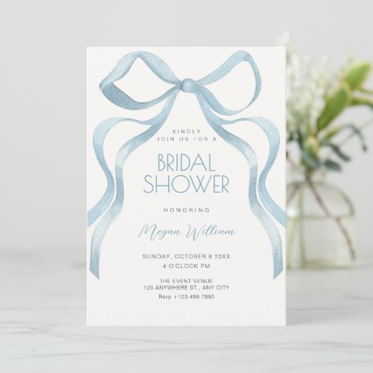 Bow ribbon bridal shower 招待状 (スタンド正面)