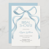 Bow ribbon bridal shower 招待状 (正面/裏面)
