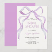 Bow ribbon bridal shower 招待状 (正面/裏面)