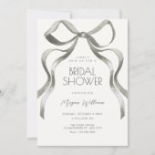 Bow ribbon bridal shower 招待状 (正面)