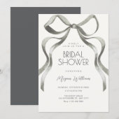 Bow ribbon bridal shower 招待状 (正面/裏面)