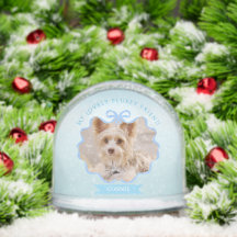 Bow Ribbon Glittering Pet Memory Photo Blue