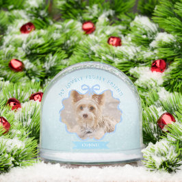 Bow Ribbon Glittering Pet Memory Photo Blue
