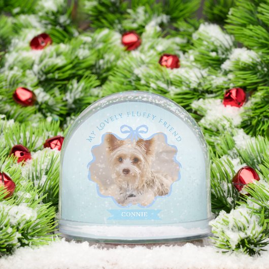 Bow Ribbon Glittering Pet Memory Photo Blue (クリスマス)