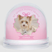 Bow Ribbon Glittering Pet Memory Photo Pink (正面)